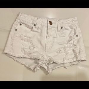 American Eagle Hi-Rise Shortie White Shorts
